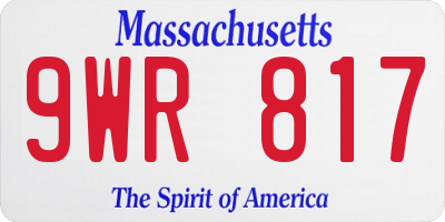 MA license plate 9WR817