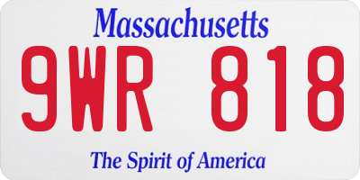 MA license plate 9WR818
