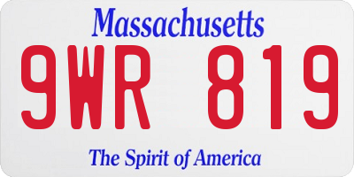 MA license plate 9WR819