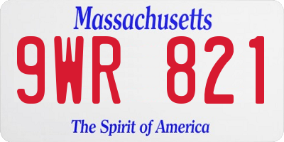 MA license plate 9WR821