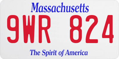 MA license plate 9WR824
