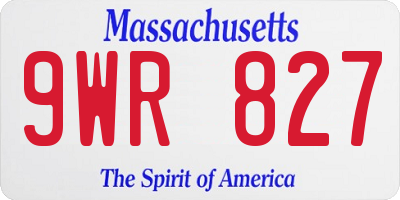 MA license plate 9WR827