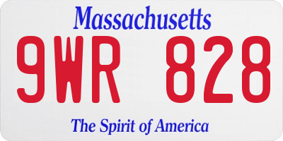 MA license plate 9WR828