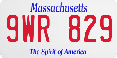 MA license plate 9WR829