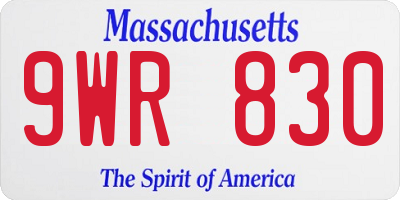 MA license plate 9WR830