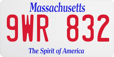 MA license plate 9WR832