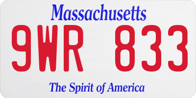MA license plate 9WR833