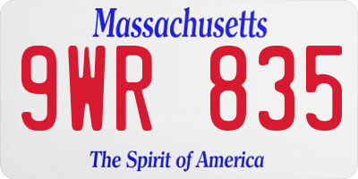 MA license plate 9WR835