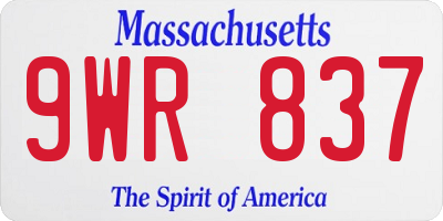 MA license plate 9WR837