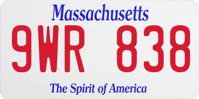 MA license plate 9WR838