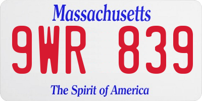MA license plate 9WR839