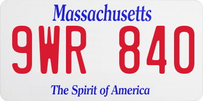 MA license plate 9WR840