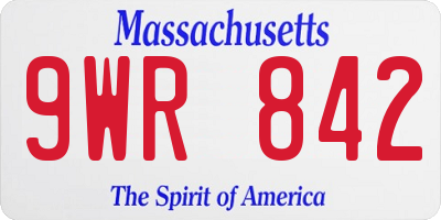 MA license plate 9WR842