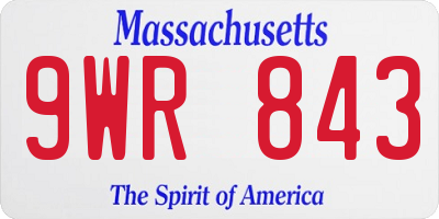 MA license plate 9WR843