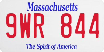 MA license plate 9WR844