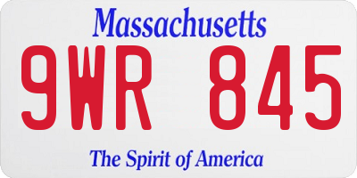 MA license plate 9WR845