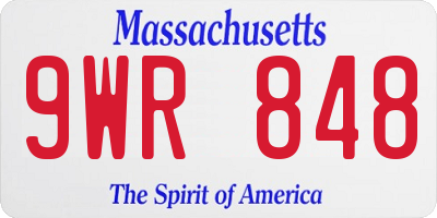 MA license plate 9WR848