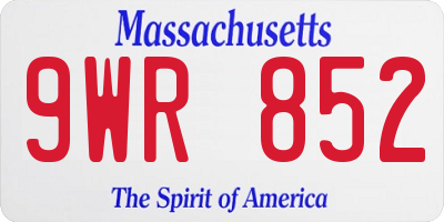 MA license plate 9WR852