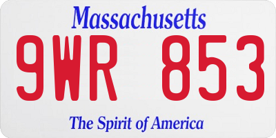 MA license plate 9WR853