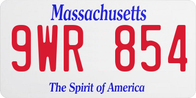 MA license plate 9WR854