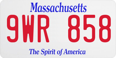 MA license plate 9WR858