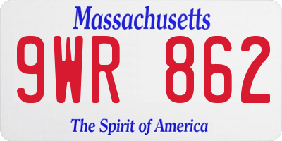 MA license plate 9WR862