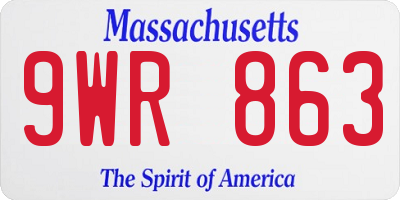 MA license plate 9WR863