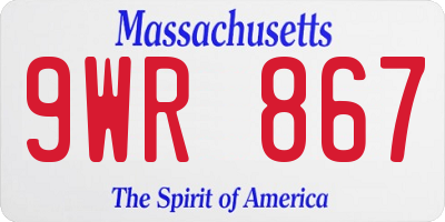 MA license plate 9WR867