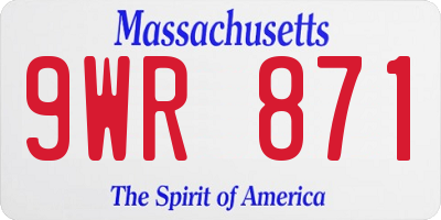 MA license plate 9WR871