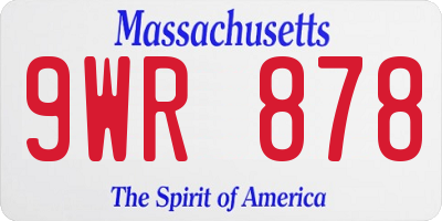 MA license plate 9WR878
