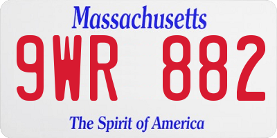 MA license plate 9WR882
