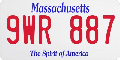 MA license plate 9WR887
