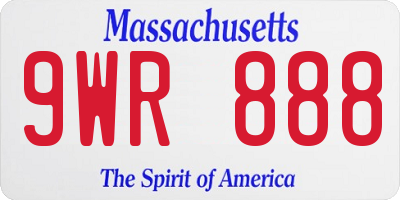 MA license plate 9WR888