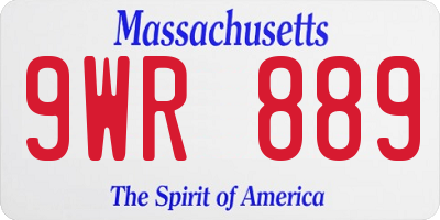 MA license plate 9WR889