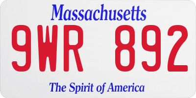 MA license plate 9WR892