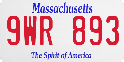 MA license plate 9WR893