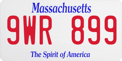 MA license plate 9WR899