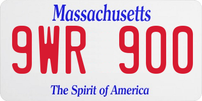 MA license plate 9WR900