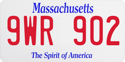 MA license plate 9WR902