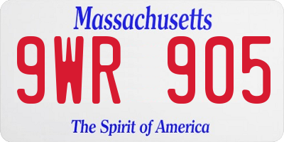 MA license plate 9WR905