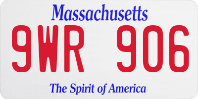 MA license plate 9WR906