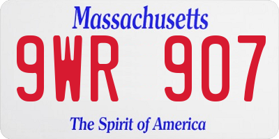 MA license plate 9WR907