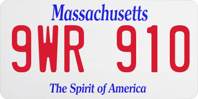 MA license plate 9WR910