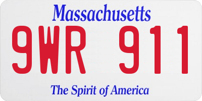 MA license plate 9WR911
