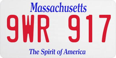 MA license plate 9WR917