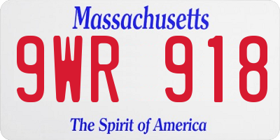 MA license plate 9WR918