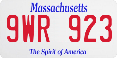 MA license plate 9WR923