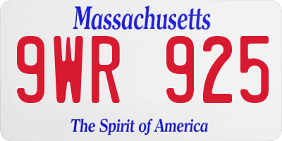 MA license plate 9WR925