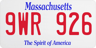 MA license plate 9WR926