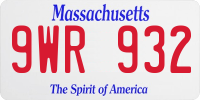 MA license plate 9WR932